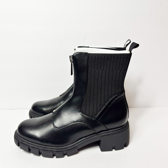 MYSOFT BLACK ANKLE BOOTS WOMEN ZIP SYNTHETIC LEATHER BOOTS SIZE 9 NEW WITH BOX - Picture 7 of 9